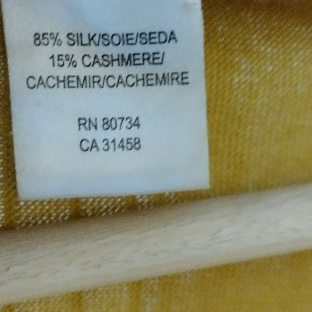 BCBG MaxAzria Silk & Cashmere Blend Cardigan Mustard Yellow Cardigan SweaterXS/S - Picture 7 of 10
